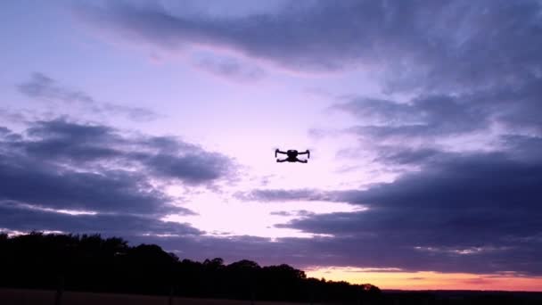 Drone Movimento All Indietro Vista Tramonto Ora Blu Hitchin Hertfordshire — Video Stock