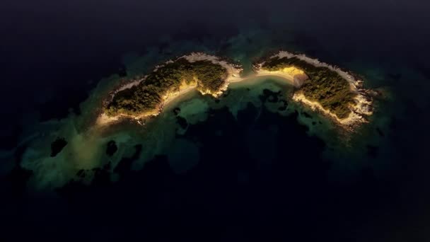 Îles Jumelles Ksamil Avec Océan Turquoise Haut Dans Sud Albanie — Video