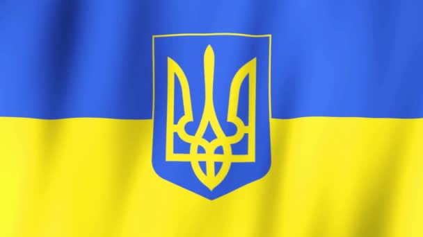 Logotipo Ucrânia Bandeira Ucrânia Símbolo Nacional Símbolo Tridente — Vídeo de Stock