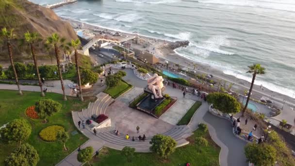 Дрон Видео Парка Районе Мирафлорес Лиме Перу Называется Parque Del — стоковое видео