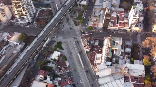 Bird Eye View Buenos Aires City Traffic Intersection Juan Justo — Stock Video