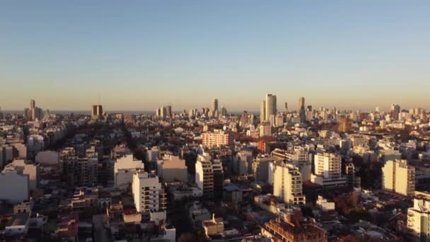 Photo Drone Cinématographique Montrant Belle Ville Buenos Aires Coucher Soleil — Video