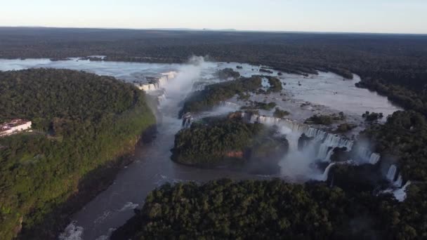 Pássaros Vista Olhos Sobre Incrível Iguaçu Cai Lado Brasileiro Pontos — Vídeo de Stock