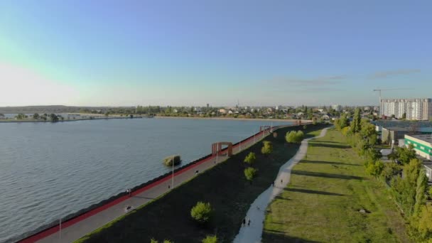 Spaziergang Fluss Der Nähe Des Morii Sees Lacul Morii Bukarest — Stockvideo