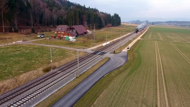 Parní Vlak Br01 Pacific 202 Projíždí Kolem Mnchenbuchsee Bern Švýcarsko — Stock video