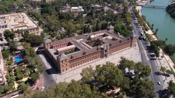 Vista Aérea Del Palacio San Telmo Sevilla España Antigua Universidad — Vídeos de Stock
