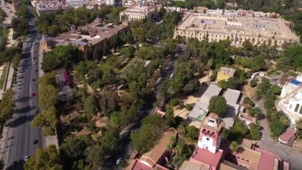 Séville Espagne Vue Aérienne Cinématique Paysage Urbain Nombreux Repères Université — Video
