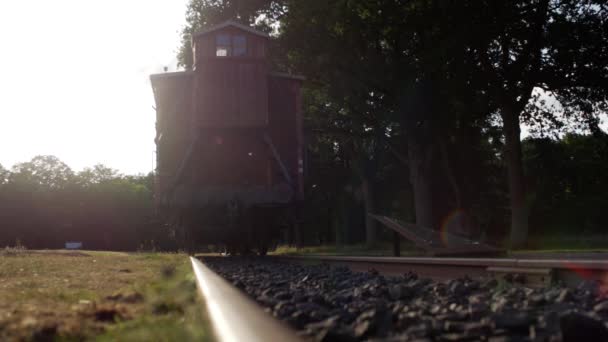 Vonat Vasúti Tehervagon Autó Náci Tábor Westerbork Drenthe Északkelet Hollandia — Stock videók