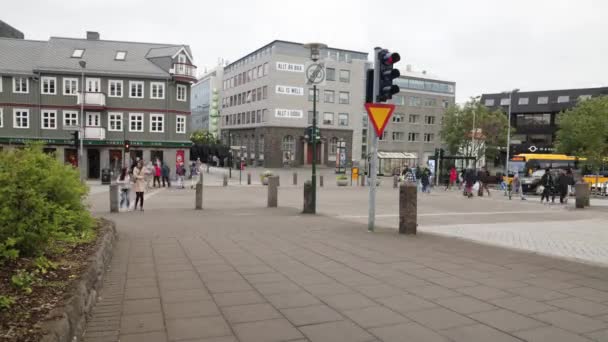 Downtown Reykjavik Iceland People Walking Timelapse Video — Stock Video