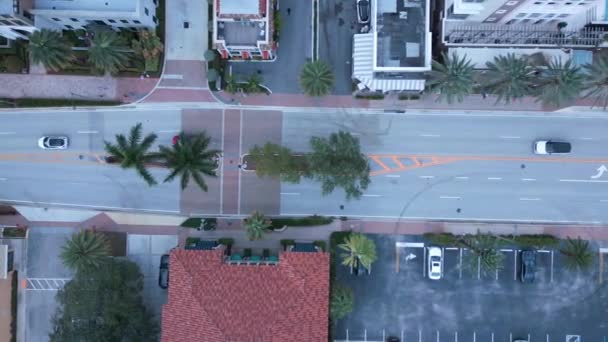 Birdseye Flygfoto Över City Street Traffic Florida Usa Bilar Och — Stockvideo