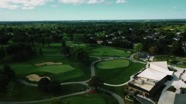 Drone Aereo Inclinato Verso Basso Abbattuto Golf Club Northbrook Illinois — Video Stock