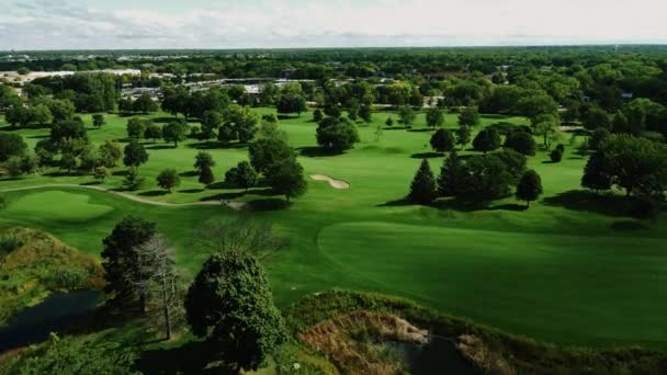 Voando Sobre Impressionante Golf Club Cheio Árvores Verdes Northbrook Illinois — Vídeo de Stock