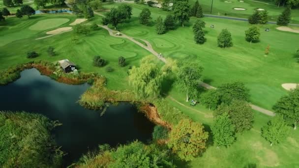 Golf Yeşil Pisti Nin Canlı Görüntüsü Kırsal Manzara Sahası Northbrook — Stok video