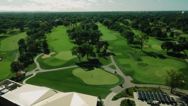 Vista Aerea Campo Golf Artificiale Circondato Palme Dattero Northbrook Illinois — Video Stock