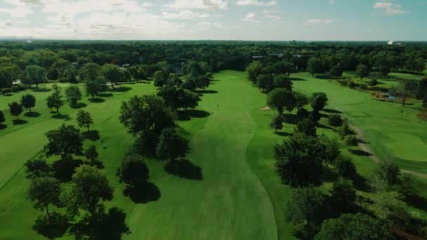 Panoramica Beautiful Wide Green Golf Field Northbrook Illinois Chicago — Video Stock