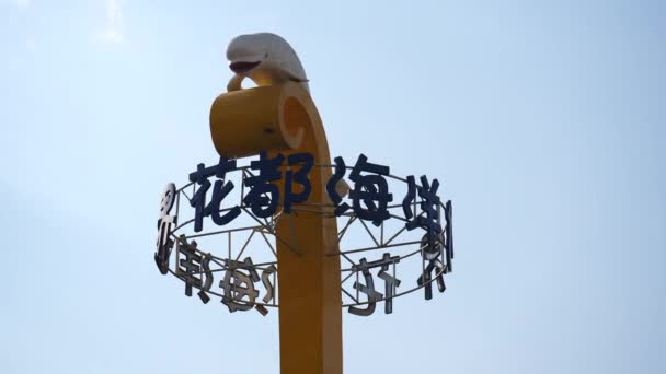 中国云南昆明 2022年9月1日 昆明杜南花卉市场海豚雕像 — 图库视频影像