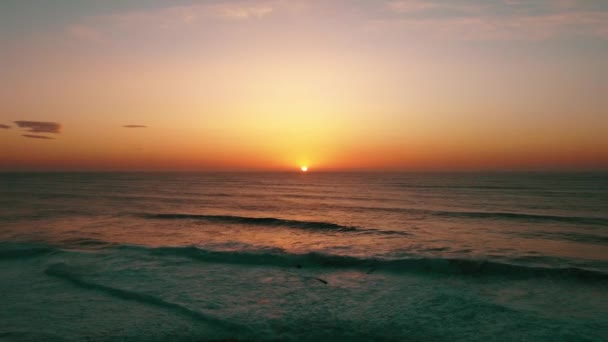 Magnifik Skott Havsutsikt Vid Solnedgången Tid Sebastio Ericeria Portugal — Stockvideo