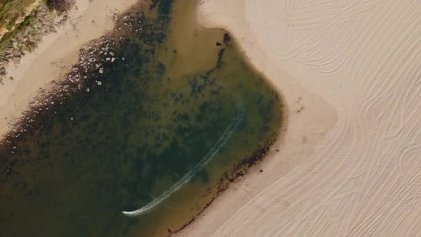 Nad Głową Strzał Łodzi Foz Lizandro Beach Portugalia — Wideo stockowe