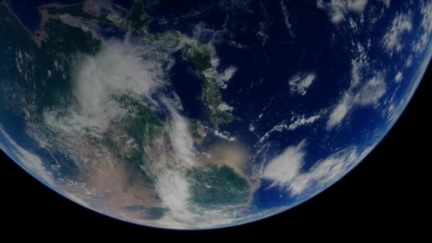 High Quality Animated Simulation Orbiting Planet Earth Asia Slowly Spins — Stock Video