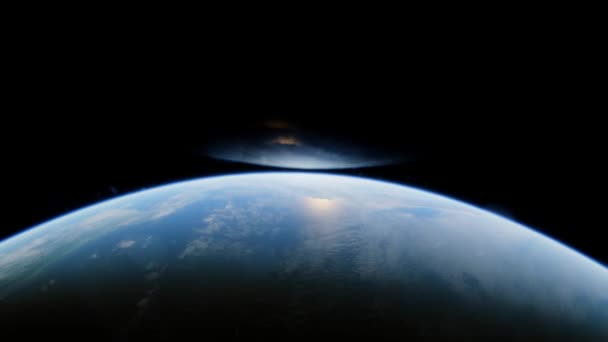 Wysokiej Jakości Animowana Symulacja Planety Ziemia Widziana Orbity Rozbłyskiem Obiektywu — Wideo stockowe