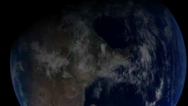 Орбіті Над Планетою Земля Дивлячись Близький Схід Африку Коли Вона — стокове відео