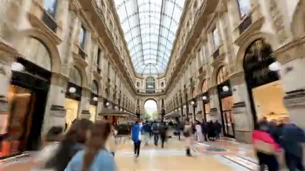 Hyperlapse Walking Der Galleria Vittorio Emanuele Mailand Italien — Stockvideo