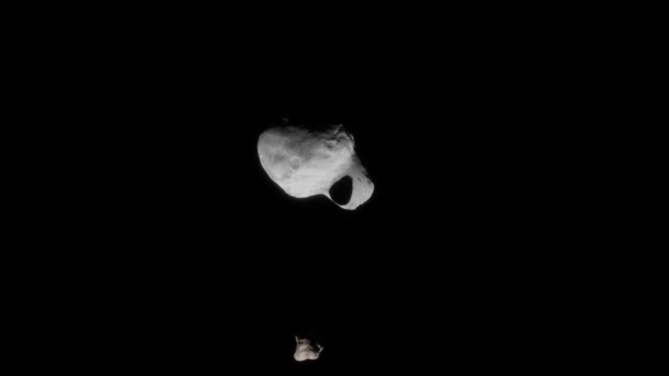 这颗小行星的卫星Dimorphos围绕着它的双星Didymos围绕着它的双星公转 在我们太阳系的深处 高质量的模拟动画4K Uhd — 图库视频影像