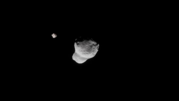 Диморфоз Медленно Вращается Вокруг Дидимоса Этом Обзоре Двойной Системы Астероидов — стоковое видео