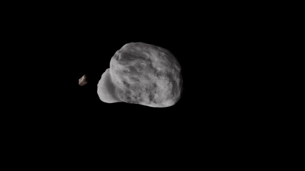 迪迪莫斯双星系统的小行星对 与它的小卫星迪莫莫斯 绕太阳轨道远离我们的太阳系 高质量的模拟动画4K Uhd — 图库视频影像