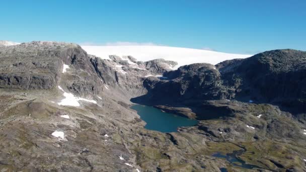 Lago Ghiacciaio Che Svela Nel Parco Nazionale Hardangervidda Con Ghiacciaio — Video Stock