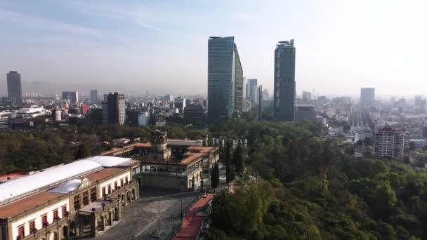 Tração Traseira Aérea Horizonte Cidade México Com Uma Vista Incrível — Vídeo de Stock