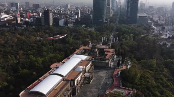 Drone Órbita Aérea Disparado Castelo Chapultepec Centro Cidade México — Vídeo de Stock