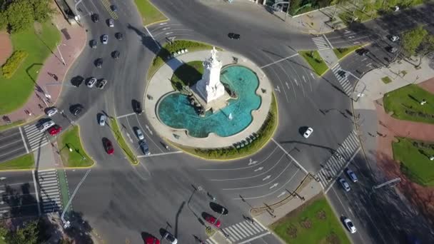 Aerial Μνημείο Του Κυκλικού Κόμβου Magna Carta Μπουένος Άιρες Αργεντινή — Αρχείο Βίντεο