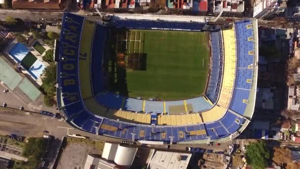 Aerial Estadio Boca Juniors Bombonera Buenos Aires Argentina Descendente Arriba — Vídeos de Stock