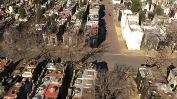 Chacarita Begraafplaats Buenos Aires Argentinië Fast Forward Drone View — Stockvideo