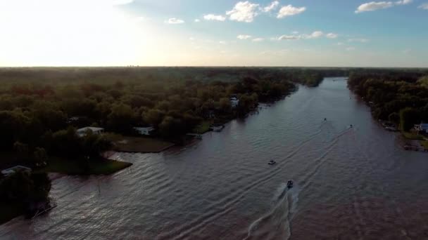 Aerial Översikt Över Floden Tigre Delta Parana Delta Argentina Stigande — Stockvideo