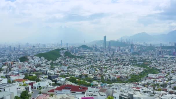 Drone Utsikt Över Monterrey Stadssiluett Nuevo Len Mxico Video Berömda — Stockvideo