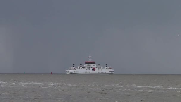 Ferry Una Las Islas Fresianas Mar Wadden Países Bajos — Vídeos de Stock
