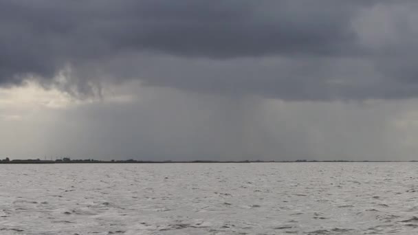 Штормовое Небо Над Морем Ваттовое Море Нидерланды — стоковое видео
