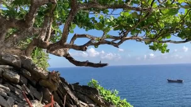 Vista Sobre Bela Ilha Pássaros Com Navio Praia Ngwe Saung — Vídeo de Stock