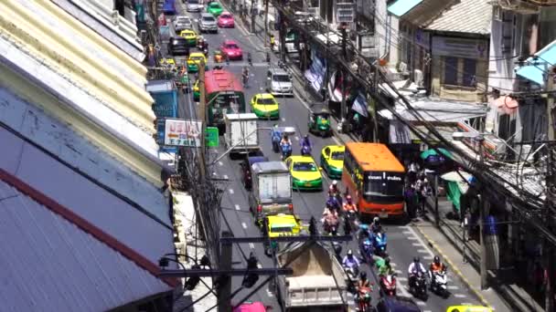 Con Vistas Carretera Ocupada Con Tráfico Pasado Bangkok — Vídeo de stock