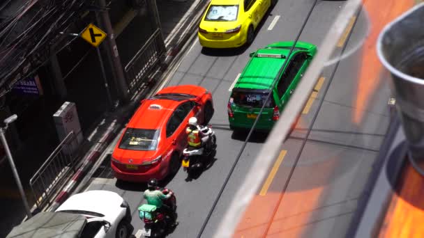 Kilátás Tetőtéri Bár Forgalom Megy Múlt Bangkokban Lassú Mozgás — Stock videók