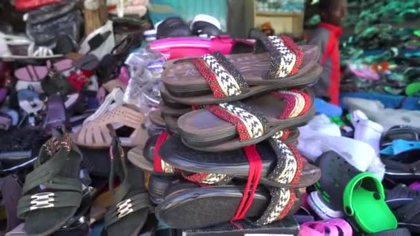 Mercado Calzado Las Afueras Addis Abeba Etiopía — Vídeo de stock