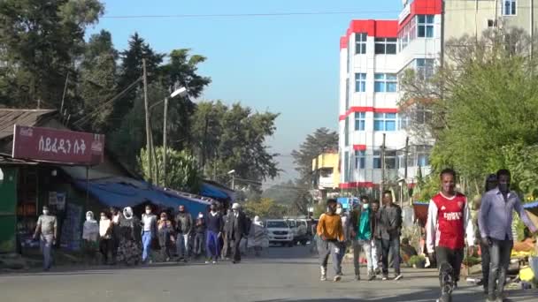 Tiros Rua Addis Abeba Etiópia — Vídeo de Stock