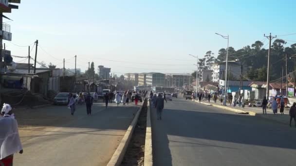 Tiros Rua Addis Abeba Etiópia — Vídeo de Stock