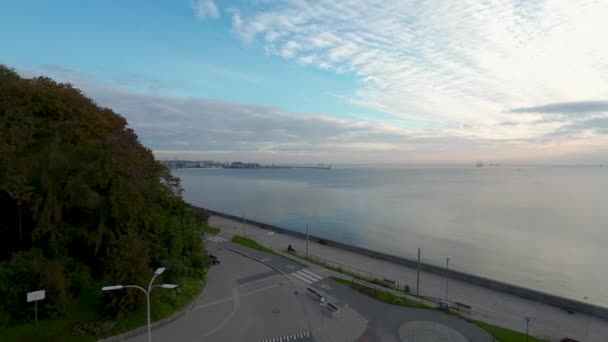 Légi Pan Jobb Felé Esplanade Tengerparti Boulevard Gdynia — Stock videók