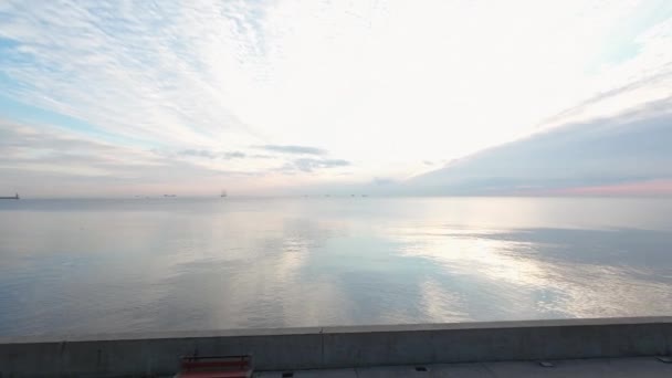 Lotnisko Nad Zatoką Gdańską Bulwarze Gdynia Magiczny Wschód Słońca Nad — Wideo stockowe
