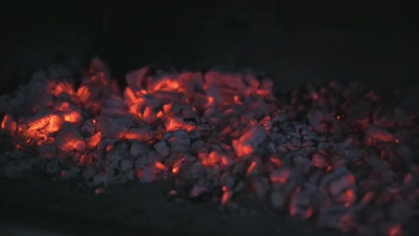 Taş Ocağında Yanan Bir Ateş Ağır Çekimde Çekilmiş Sadece Kehribar — Stok video