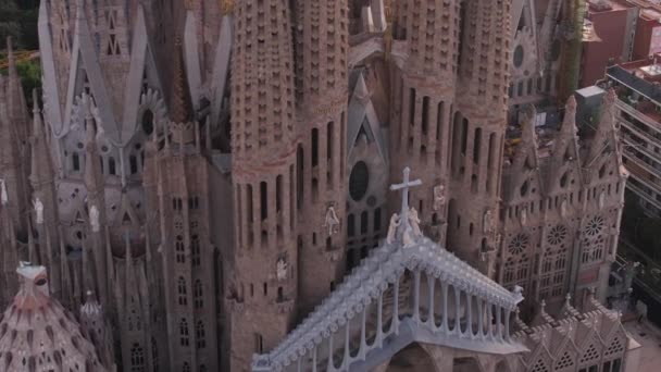 Basilika Sagrada Familia Barcelona Drohne Aus Der Luft Von Landmark — Stockvideo