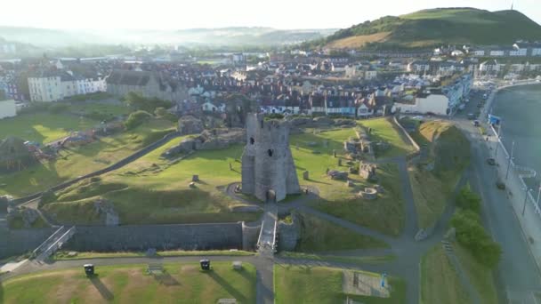 Drone Filmato Una Giornata Estiva Nel Regno Unito Galles Aberystwyth — Video Stock
